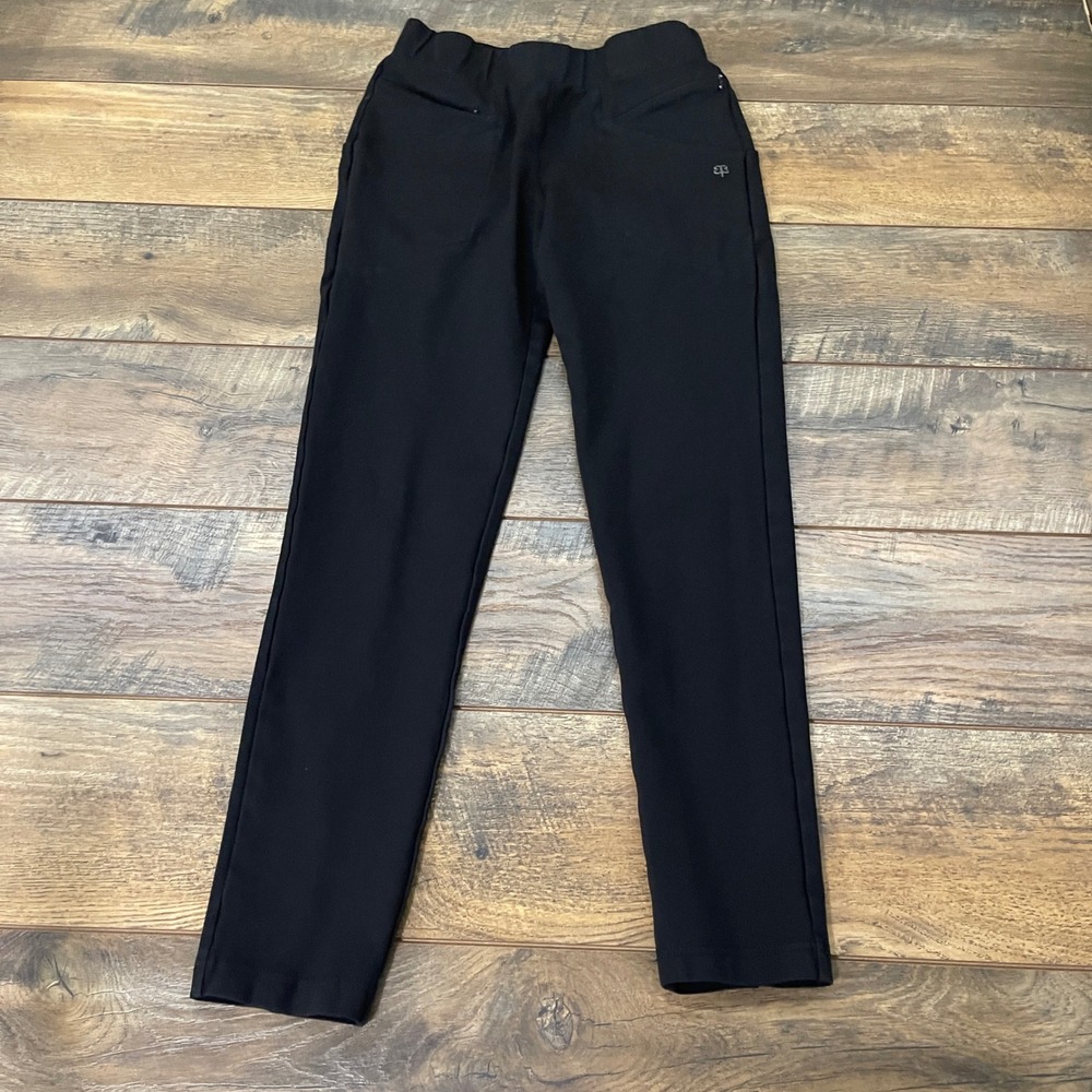 Betabrand Dress Pant Yoga Pants Small Long Black Straight Leg Elastic Waist